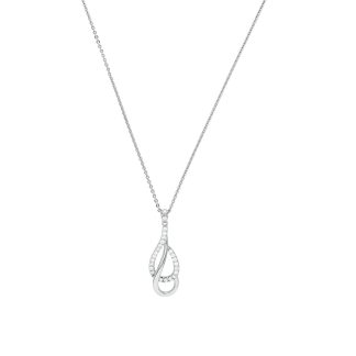 Silver Cubic Zirconia Double Loop Pendant Necklace