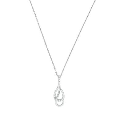 Silver Cubic Zirconia Double Loop Pendant Necklace