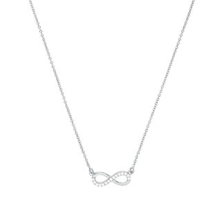 Silver Cubic Zirconia Infinity Loop Pendant Necklace