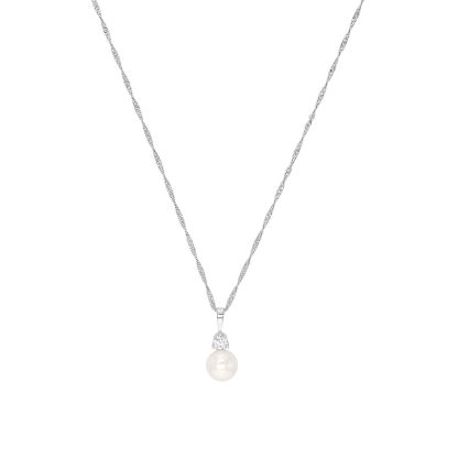 Silver Cultured Pearl Pendant Necklace