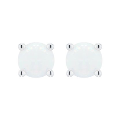 Silver October Artificial Opal Stud Earrings