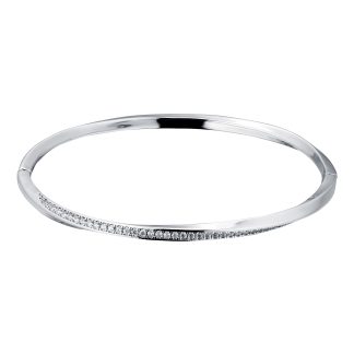 Silver Twisted Pave Cubic Zirconia Bangle