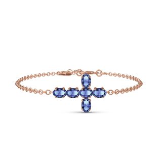 Tanzanite Diana Contemporary Cross Bracelet in 9ct Rose Gold