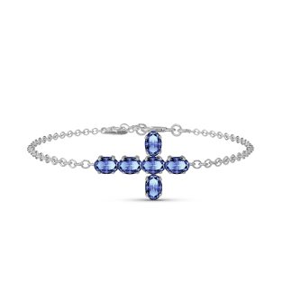 Tanzanite Diana Contemporary Cross Bracelet in 9ct White Gold