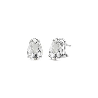 White Topaz Alanna Pear Drop Stud Earrings in 9ct White Gold