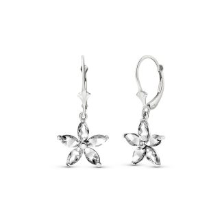 White Topaz Antonia Flower Drop Earrings in 9ct White Gold