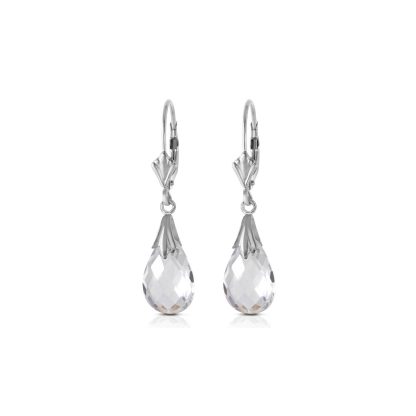 White Topaz Vienna Vintage Drop Earrings in 9ct White Gold