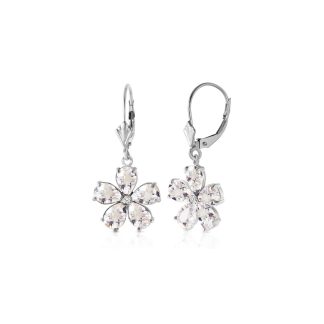 White Topaz & Diamond Annabella Blooming Drop Earrings in 9ct White Gold