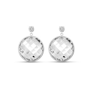 White Topaz & Diamond Blythe Dimensional Stud Drop Earrings in 9ct White Gold