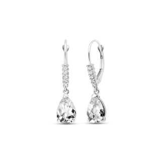 White Topaz & Diamond Katrina Belle Drop Earrings in 9ct White Gold