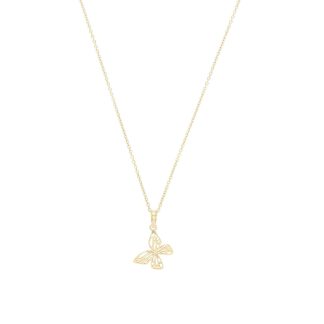 Yellow Gold Coloured Sterling Silver Butterfly Pendant Necklace