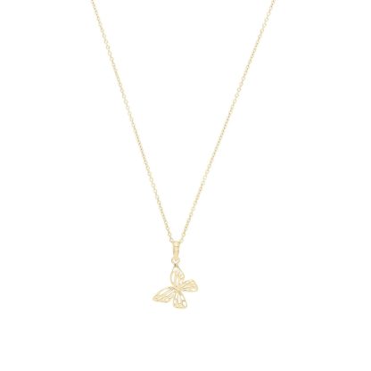 Yellow Gold Coloured Sterling Silver Butterfly Pendant Necklace