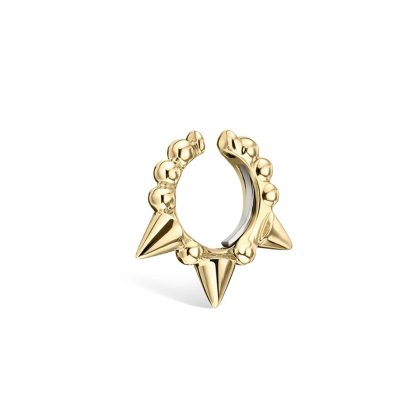 14ct Yellow Gold 8mm Granulated Triple Short Spike Ear Cuff