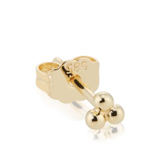 14ct Yellow Gold Ball Trinity Single Traditional Stud Earring