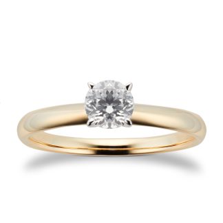 18ct Yellow Gold 0.46ct Diamond Solitaire Ring - Ring Size Q