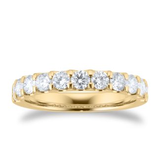 18ct Yellow Gold 1.00ct Diamond Claw Set Eternity Ring - Ring Size J