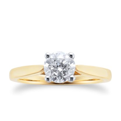 18ct Yellow Gold Brilliant Cut 1.00ct Goldsmiths Brightest Diamond Solitaire Engagement Ring - Ring Size I