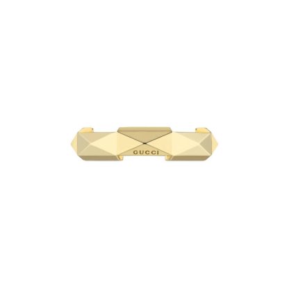 18ct Yellow Gold Gucci Link to Love Studded Ring - 5mm - Ring Size M