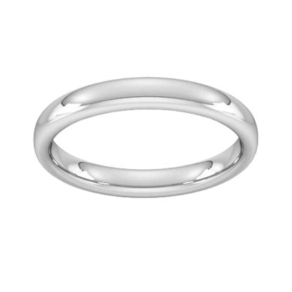 3mm Slight Court Heavy Wedding Ring In 18 Carat White Gold - Ring Size M