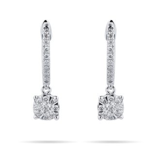 9ct White Gold 0.30ct Diamond Multi Stone Drop Earrings