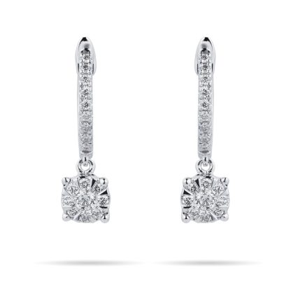 9ct White Gold 0.30ct Diamond Multi Stone Drop Earrings