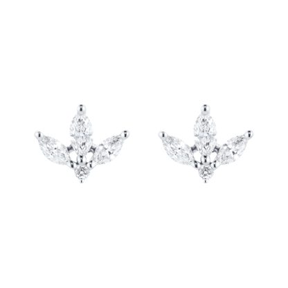 9ct White Gold Petal Stud Earrings