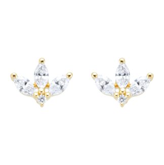 9ct Yellow Gold 0.26ct Petal Stud Earrings