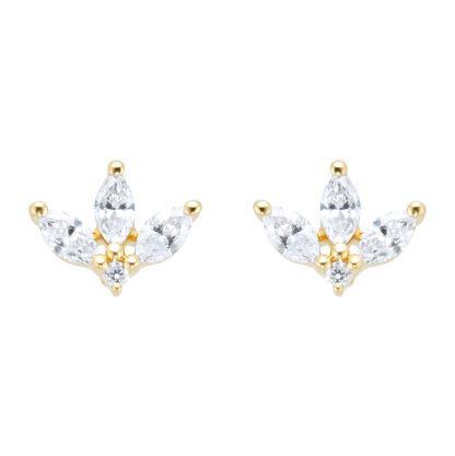 9ct Yellow Gold 0.26ct Petal Stud Earrings