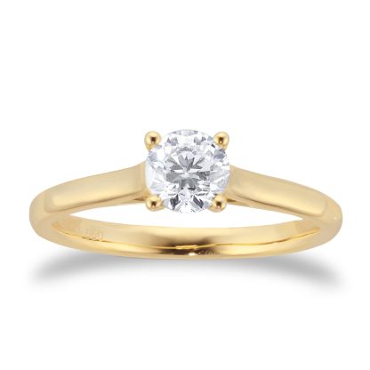 9ct Yellow Gold 0.50ct Diamond Solitaire Engagement Ring - Ring Size I