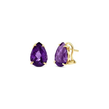 Amethyst Alanna Pear Drop Stud Earrings in 9ct Gold