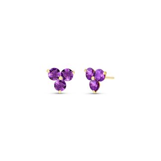 Amethyst Celia Stud Earrings in 9ct Gold