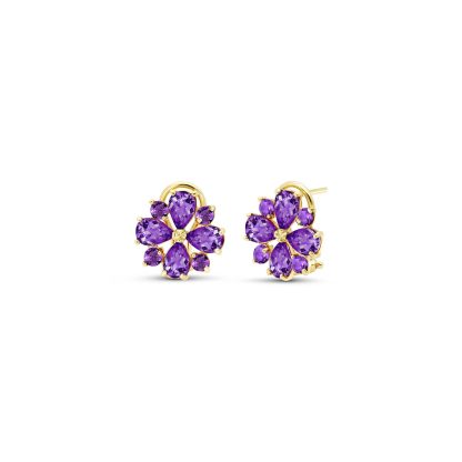 Amethyst Nora Sunflower Stud Earrings in 9ct Gold