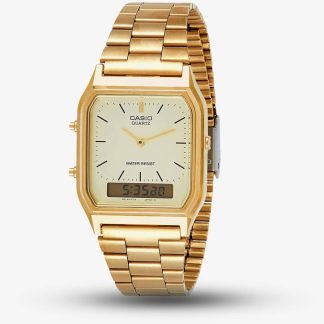 Casio CASIO Vintage Gold Plated Square Dial Duo Display Bracelet Watch AQ-230GA-9DMQYES