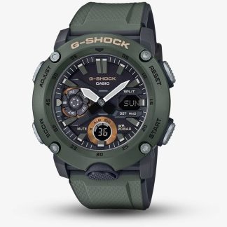 Casio G-Shock Classic Carbon Dual Display Green Plastic Strap Watch GA-2000-3AER