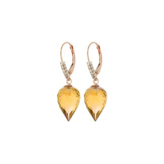 Citrine & Diamond Astrid Contemporary Drop Earrings in 9ct Rose Gold