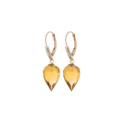 Citrine & Diamond Astrid Contemporary Drop Earrings in 9ct Rose Gold