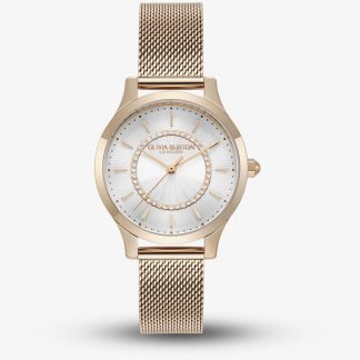 Olivia Burton Classic Wonderlust Rose Gold Plated Crystal Mesh Watch 24000213