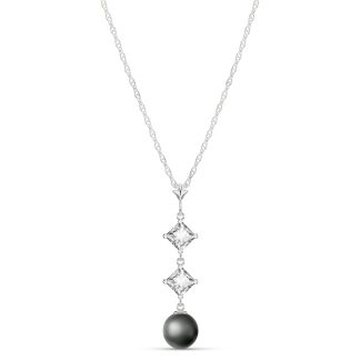 Pearl Delia Trio Drop Pendant Necklace in 9ct White Gold