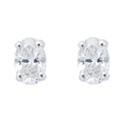 Platinum 0.50ct Diamond Oval Stud Earrings