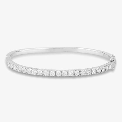 Starbright Silver 3mm Cubic Zirconia Four Claw Set Hinged Bangle BA620(3M) 3A