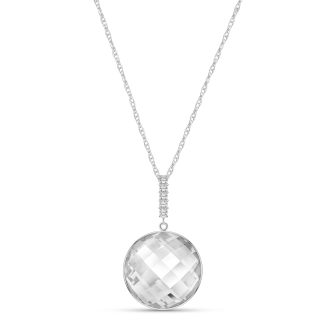 White Topaz & Diamond Blythe Embellished Pendant Necklace in 9ct White Gold