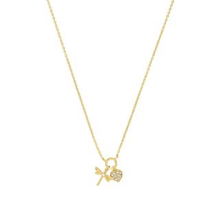 Yellow Gold Coloured Sterling Silver Dragonfly Pendant Necklace