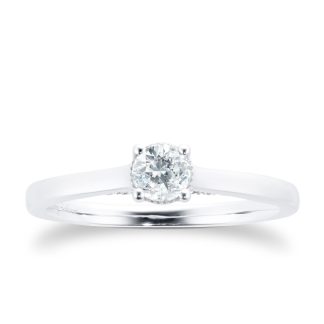 18ct White Gold 0.33ct Diamond Ring - Ring Size L