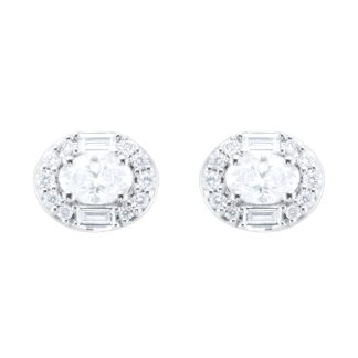 18ct White Gold 0.54cttw Diamond Oval Cluster Stud Earrings