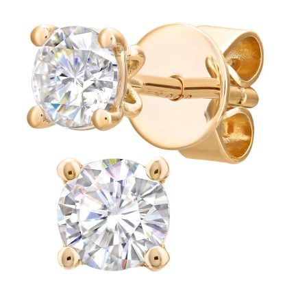 18ct Yellow Gold 0.50cttw Diamond 4 Claw Stud Earrings