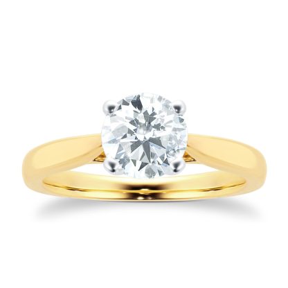 18ct Yellow Gold Brilliant Cut 1.00 Carat 88 Facet Diamond Ring - Ring Size L