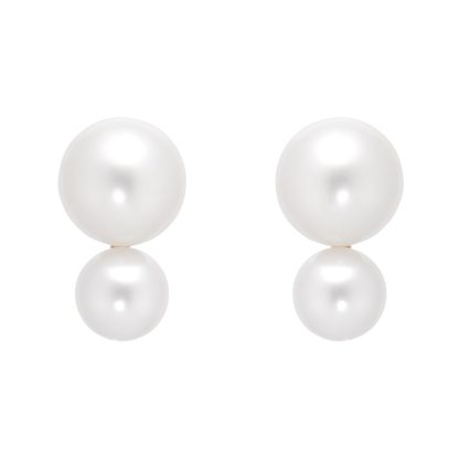 18ct Yellow Gold Double Freshwater Pearl Stud Earrings