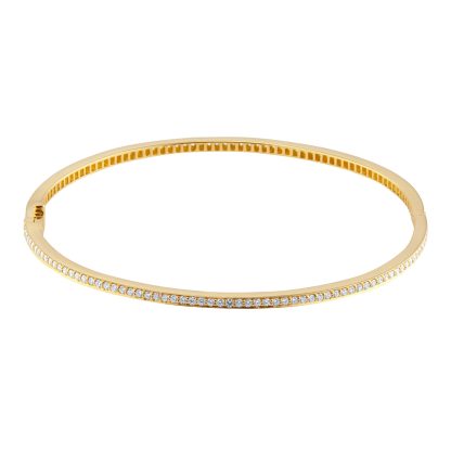 18ct Yellow Gold Full Pave 1.07cttw Diamond Bangle