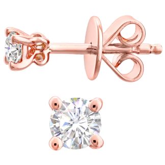 9ct Rose Gold 1.00cttw Diamond 4 Claw Stud Earrings