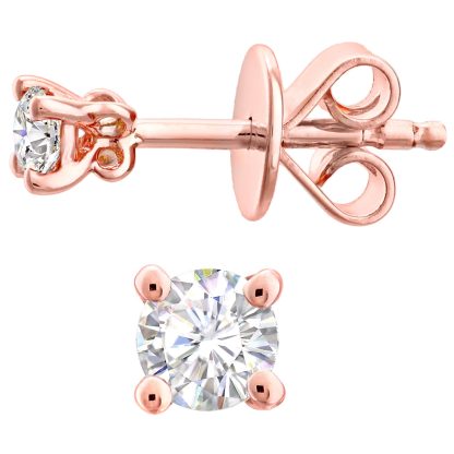 9ct Rose Gold 1.00cttw Diamond 4 Claw Stud Earrings